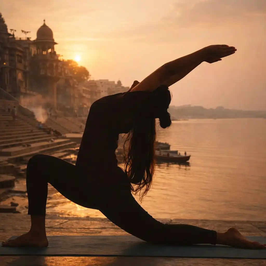 Therapeutic yoga session at the Ghats of Varanasi